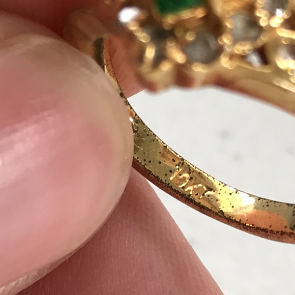 Vintage Emerald Stone with Accents 10K Gold Plated Ring - Picture 11 of 12